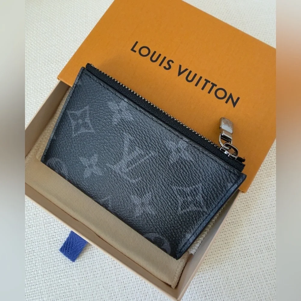 Louis Vuitton Monogram Eclipse Compact Coin Card Holder Wallet M82253 RFID CHIP